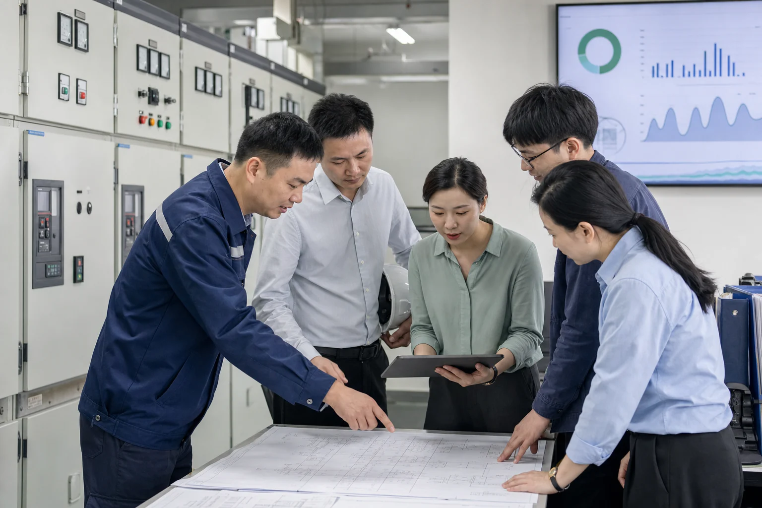 衍通科技跨领域团队在工业能源现场协作